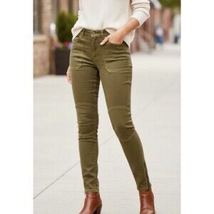 Pilcro and the Letterpress High-Rise Denim Legging Olive Green Sz 26P EUC!!